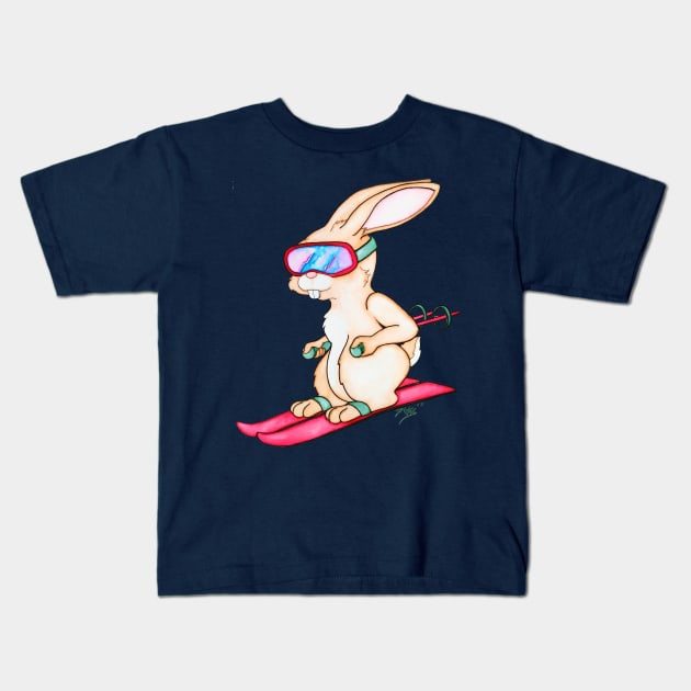 Ski Bunny Kids T-Shirt by ptowndanig